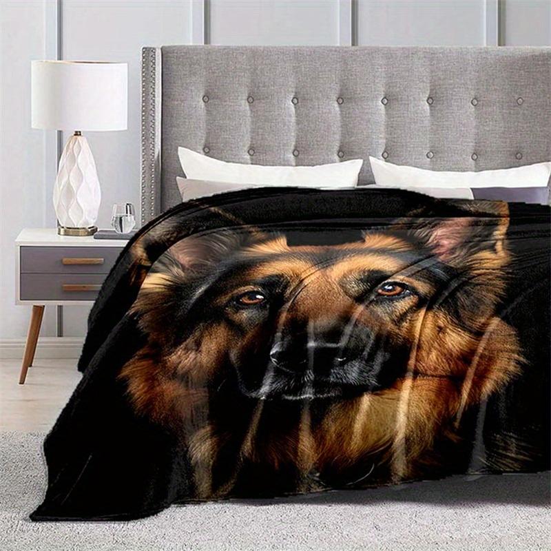 1pc German Shepherd Dog Print Blanket - Plush Lightweight Warm Polyester, Anti-Tear Hypoallergenic All-Season Throw for Living Room, Bedroom