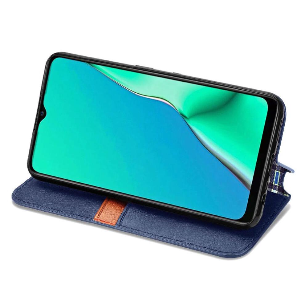 (Blue) Case For OPPO A9 2020 Leather Case Fashion Design Exquisite Business Flip Cover Wallet Function