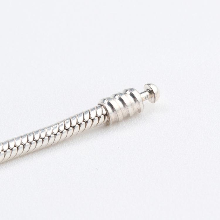 Bransoletka Panjia Classic Srebrzona Łańcuszek Kość Węża z Okrągłym Zapięciem