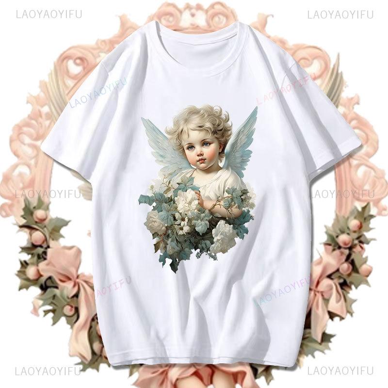 Fashion Fiorucci Baby Angel Graphic Tshirt Summer Classic Aesthetic T Shirt Unisex Unisex Kawaii Clothes Creative Couple Short Sleev Unisex