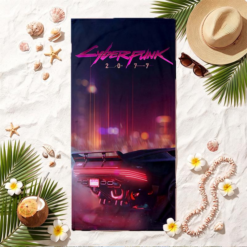 Cyberpunk Soft Beach Towel Stylish Beach Pool Towel for Summer Seaside Vacation Travel