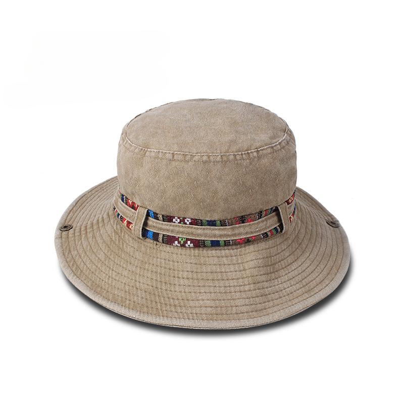 Spring and Summer Men's Bucket Hat Cotton Washed Foldable Shade Hats Casual Outdoor Camping Hat Hiking Hats