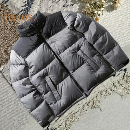 Męski płaszcz bawełniany ze stójką, długim rękawem, patchworkową kolorową kurtką z kieszeniami, luźny krój, zamek błyskawiczny, wiatroszczelna, pikowana odzież wierzchnia