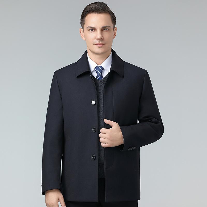 Men's down jacket men's removable liner thickened goose down jacket mid-length warm middle-aged and elderly dad wear