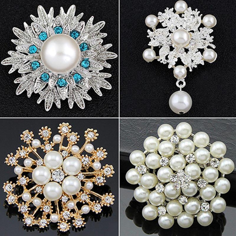 Alloy Flower Faux Pearls Brooch Pin Brooches Wedding Party Jewelry Gift