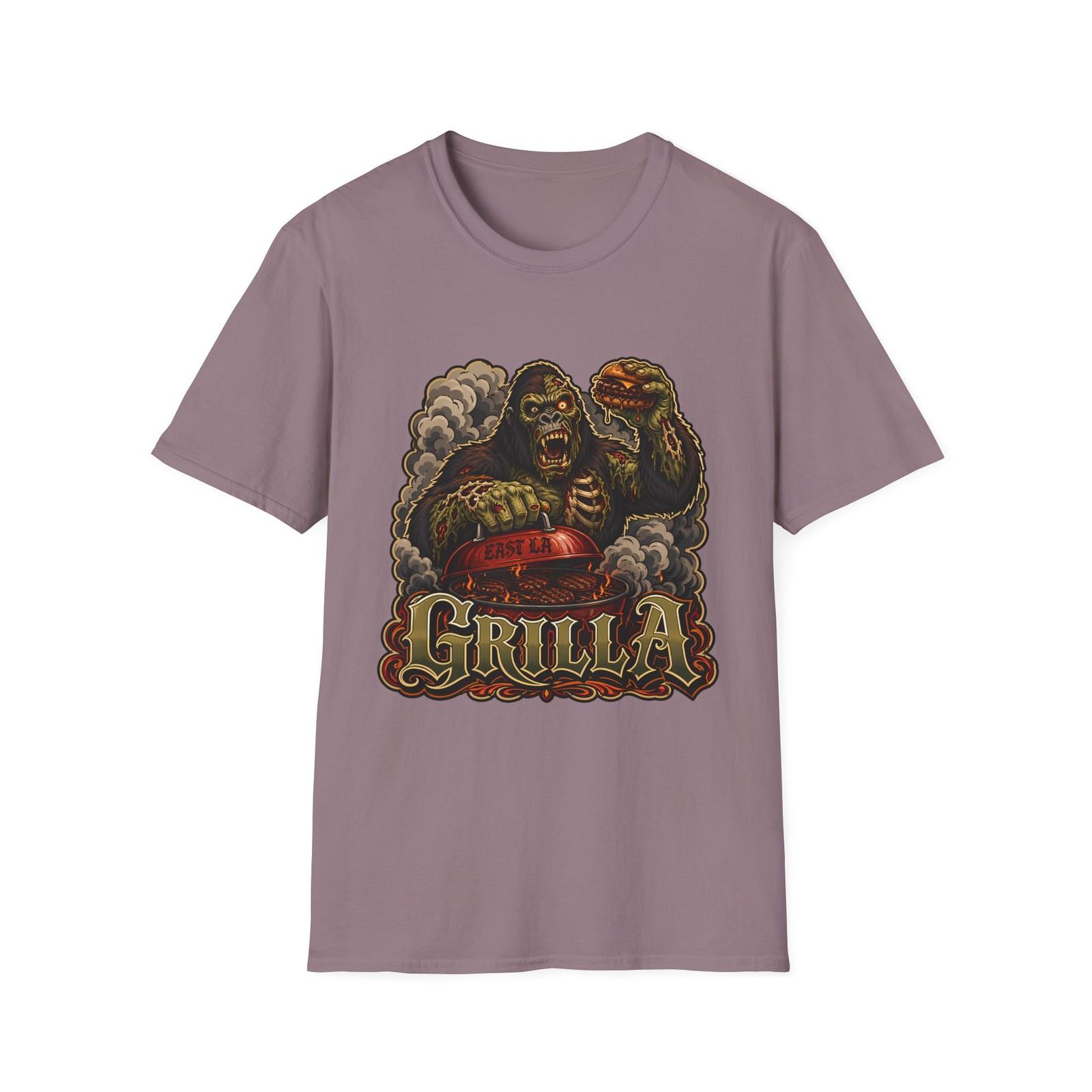 Zombie Gorilla BBQ Funny Horror Grill Unisex Softstyle T-Shirt S разноцветный
