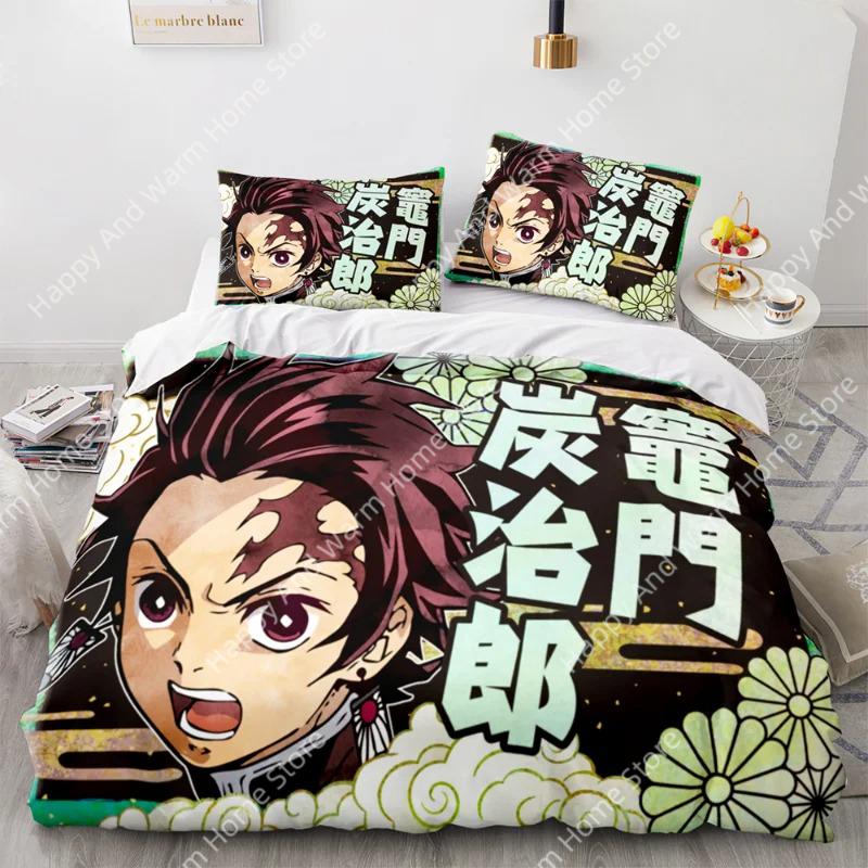 Demon Slayer 3D Beding Set Anime Soft Duvet Cover Pilowcases Single Twin Ful Quen King-Sized Dimensionsd Dimensions Home Decor Quilt Pilowcase Young