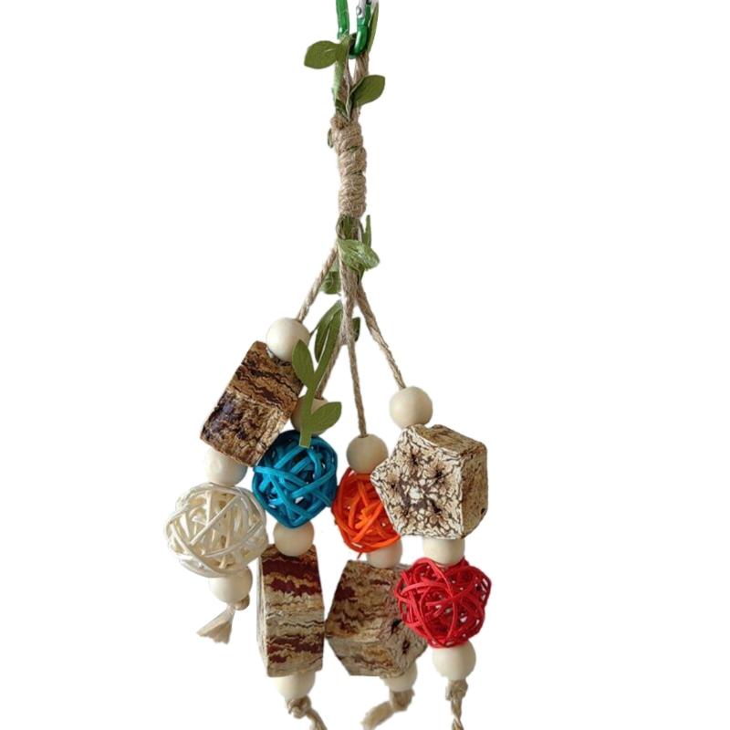 Hanging Bird Bite Chewing Toy Small Parrot Hanging Parrot Cage Toy Natural Grass Pet Bite Resistances Molar Supplies