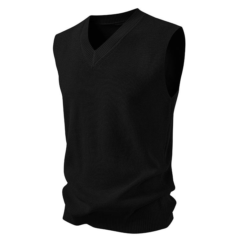Gilet Cardigan Senza Maniche in Maglia Casual da Uomo con Scollo a V