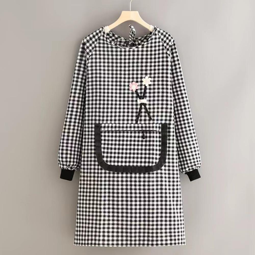 Dirt-resistant Women Long-sleeved Apron Breathable Kitchen Cooking Apron for Catering Work