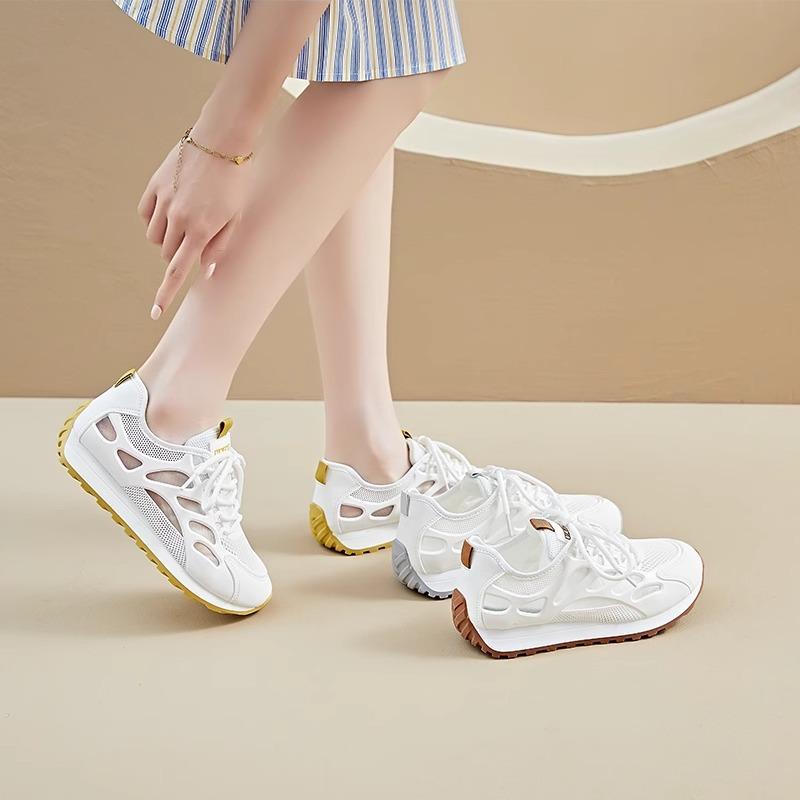 2025 breathable mesh white shoes women's summer mesh sandals super fire hollow sports travel shoes single net Forrest Gump shoes