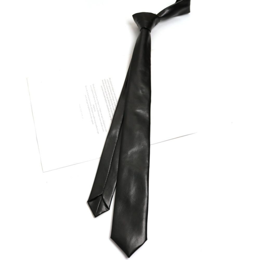 Регулируемый мужской галстук-бабочка Узкий Ретро Платок Классический ПУ кожаный галстук Рубашка чёрный