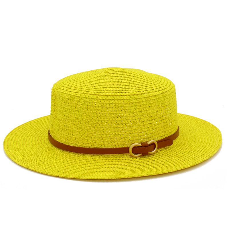 Hochwertiger Französischer Sommerhut Mode Flacher Oberteil Panama Strohhut Sonnen Strandhut Stand