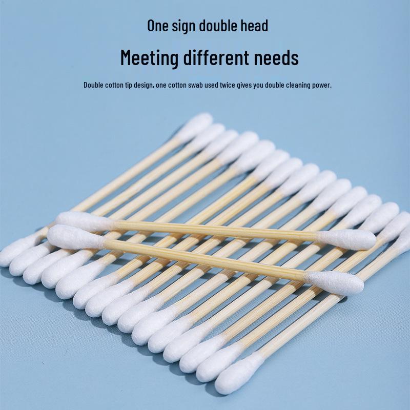 Dual-Head Cotton Swabs: 100pcs Wooden Stick Makeup & Ear Cleaning Swabs with Pointed & Round Heads