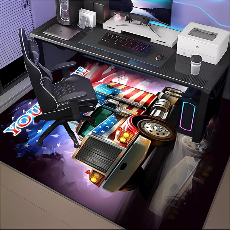 1PC Custom Name American Truck Dreams Theme Floor Mat Ideal for Living Room, Game Rooms, Office, Bedroom,Floor Mat Playful Design