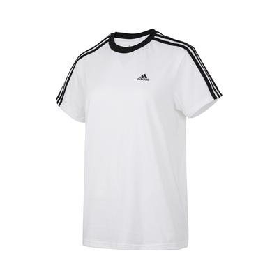 Logo Print Striped Crew Neck Pullover Short Sleeve T-Shirt Women Tops White H10201