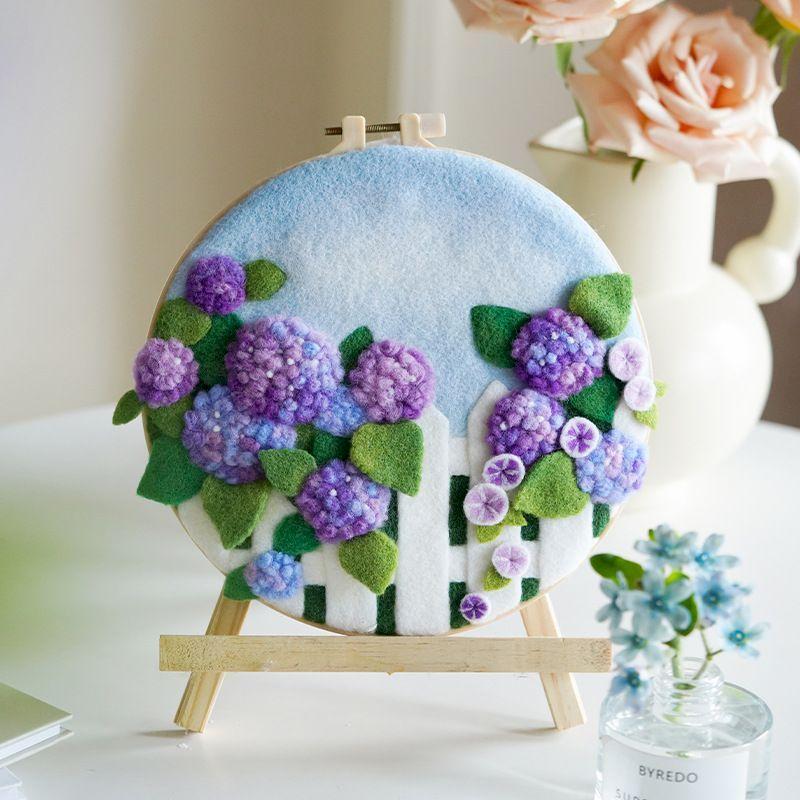 CHENISTORY 20x20cm Frame Wool Felting Painting DIY Wool Embroidery Kit Funny Wool Needle Felt Picture Kit Craft Painting Gift