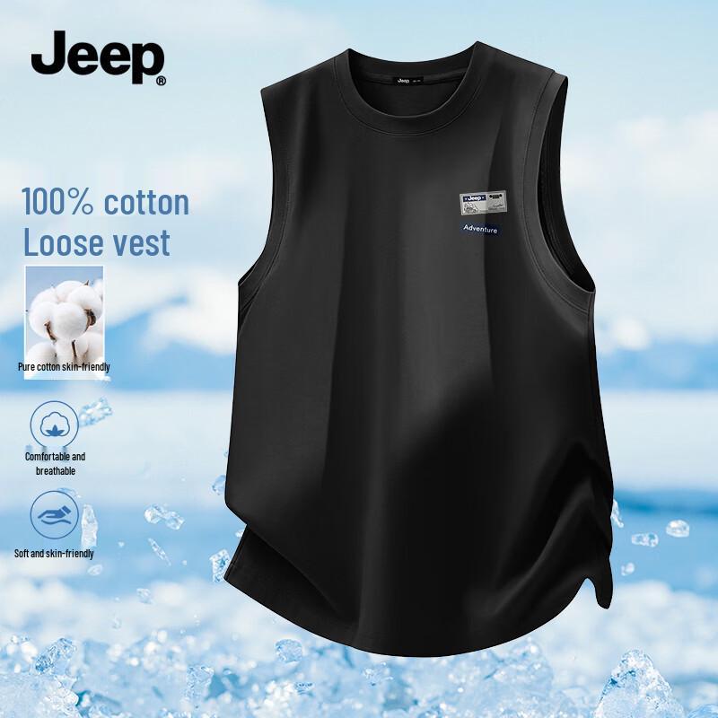 JEEP Men's Loose-Fit Heavy Cotton Round Neck T-Shirt