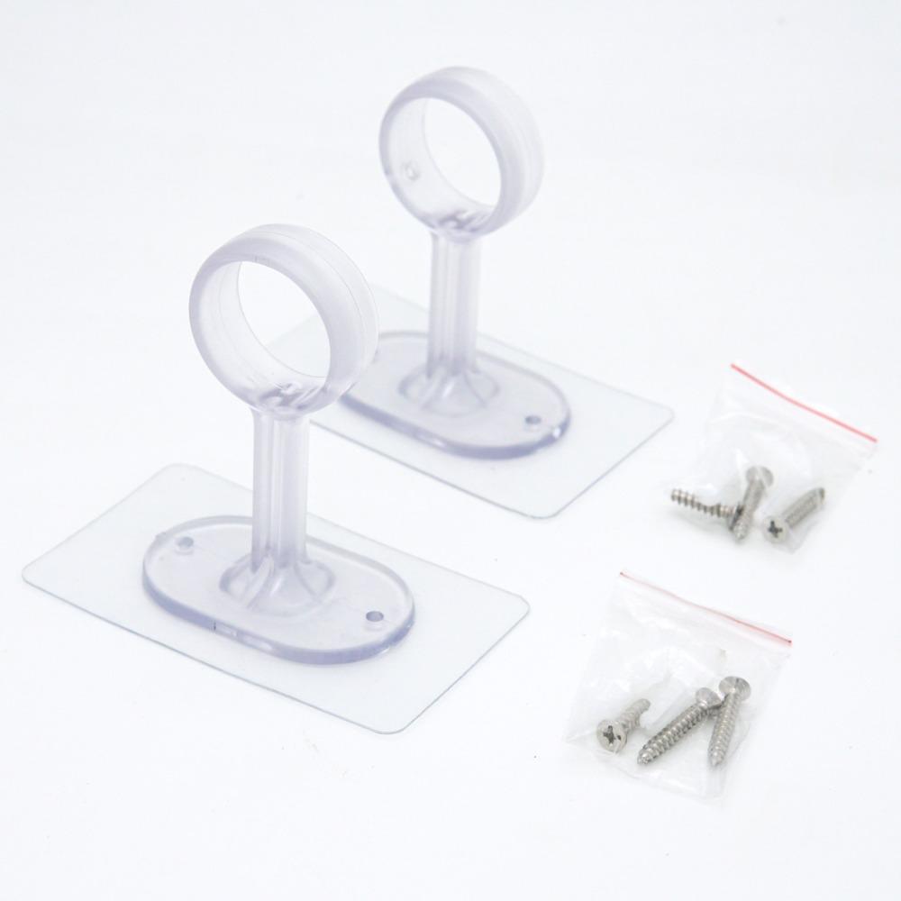 1/2pcs Self Adhesive Curtain Rod Brackets No Drilling Clear/Black Curtain Rod Hangers Curtain Rod Holders