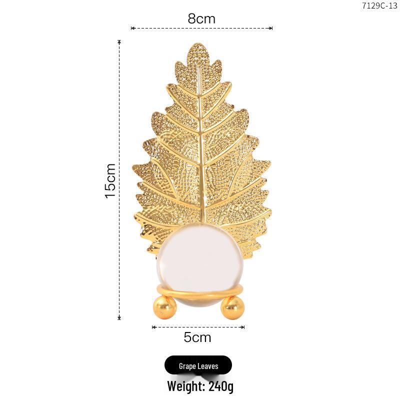 Nordic Leaf Crystal Ball Ornament: Elegant Light Luxury Decoration for Home Entrance, Living Room, Wine Cabinet, or Office Display.