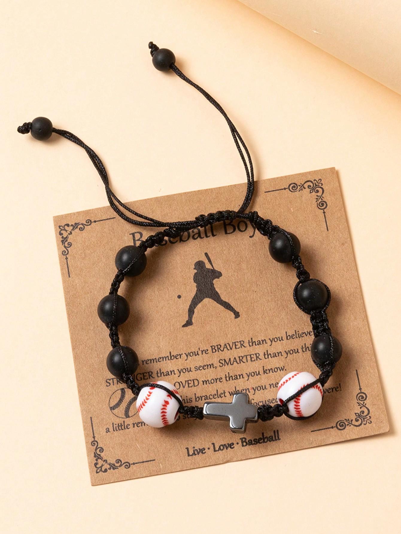 

1pc Simple Cross Braided Sports Baseball Bracelet For Men And Couples, Fashion Accessory Energy