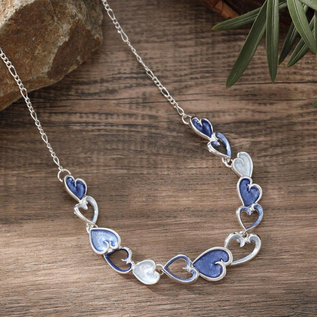 New color painting oil heart-to-heart necklace, simple and high-end women's love alloy necklace