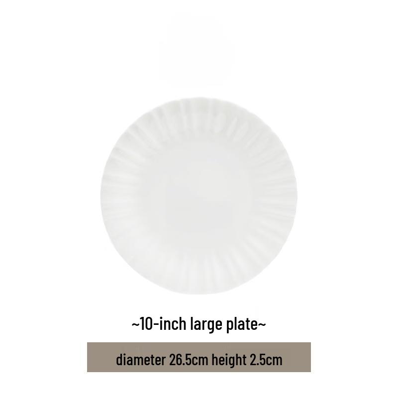 Nordic Style Pure White Embossed Enamel Dinnerware Set