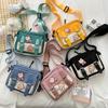 Girl's Fashion Nylon Shoulder Bag with Badge, Harajuku Shoulder Bag, Casual Square Cute Messenger Bag For Women Travel Going Out