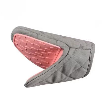Silicone Cotton Oven Mitts, Extra Thick Heat Resistant, for Baking Roasting, Anti-Scald Hand Protection