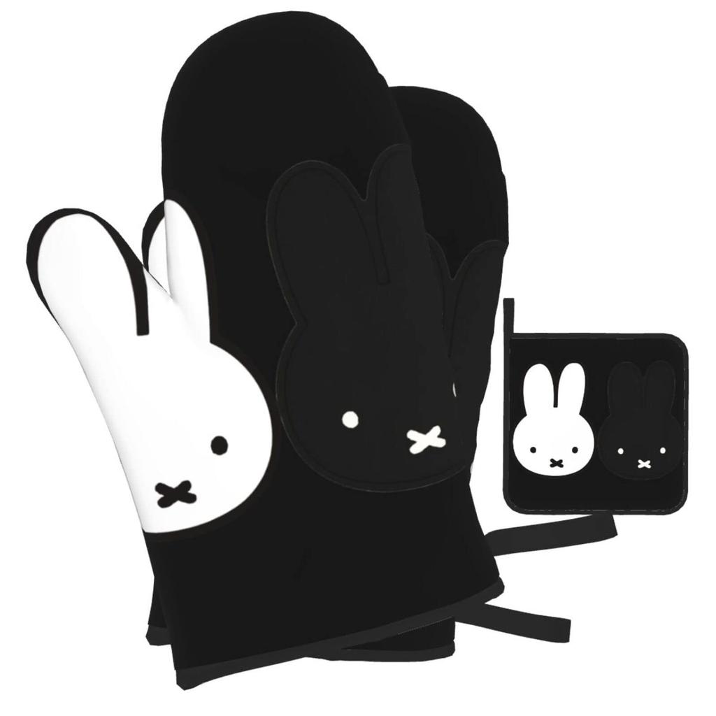 Miffy Pot Holders and Oven Stylish and Cute Oven Mitts with Scalding and Set of Kitchen Gloves for Left and Right Unisex Heat-Resistant Mitts,