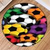 Football-Themed Round Rug Machine Washable Indoor Outdoor Mat Use Perfect for Office Bedroom Laundry Room Stain Resistant Rugs