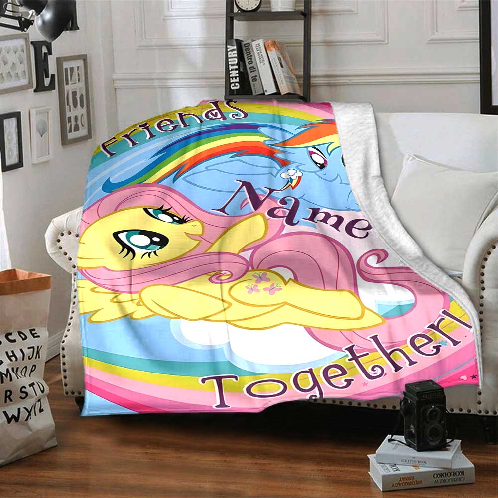 Little Pony (11) Personalized Text Blanket Multi-purpose Customizable Blanket Durable Comfort Perfect for Office Office Chair Livingroom Picnics