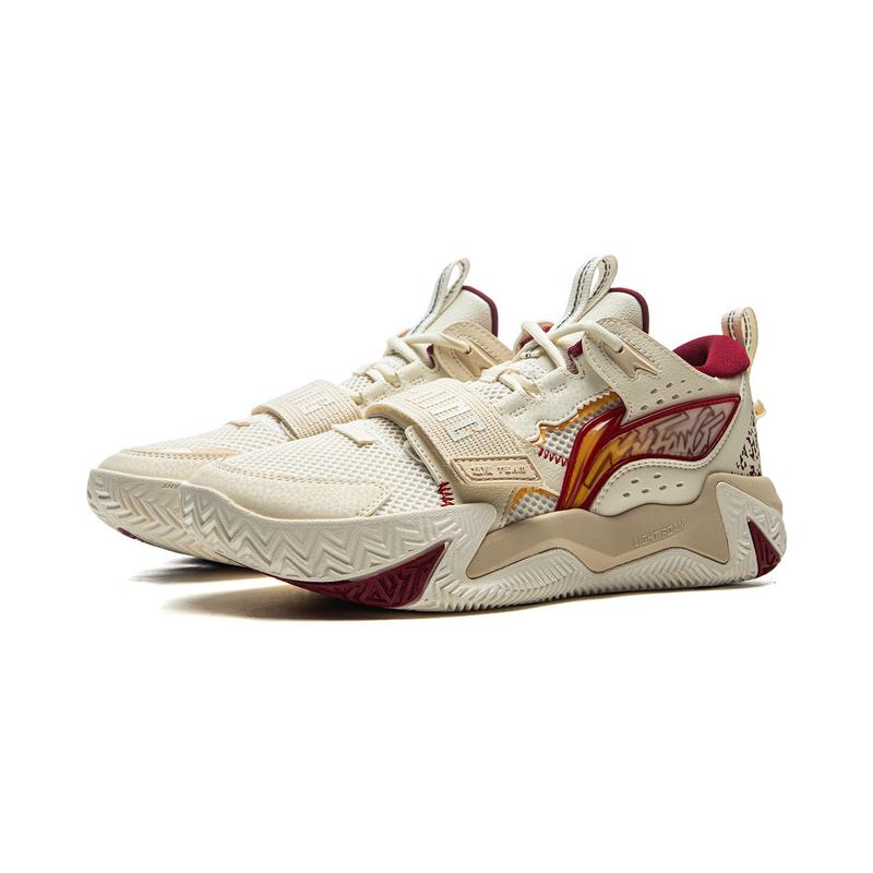 Li Ning Kids Burst Team Synthetic Leather Fashion Sports Simple Non-Slip Wear-Resistant Rebound Basketball Shoes Men Sneaker YKBV016-3