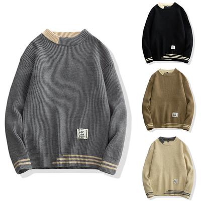 Herbst- und Winterpullover Herren Ins Japanischer Trend Verdicktes Unterhemd Herren Lockerer Rundhals Strickpullover