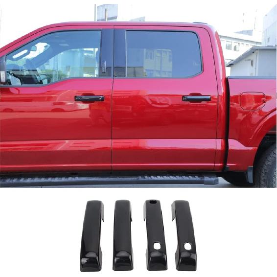 

ERIDANUS for 2021 2022 2023 2024 Ford F150 Exterior Door Handle Deocr Cover Trim Bezels with Smart Keyhole (Glossy Black) ABS 4 PCS чёрный