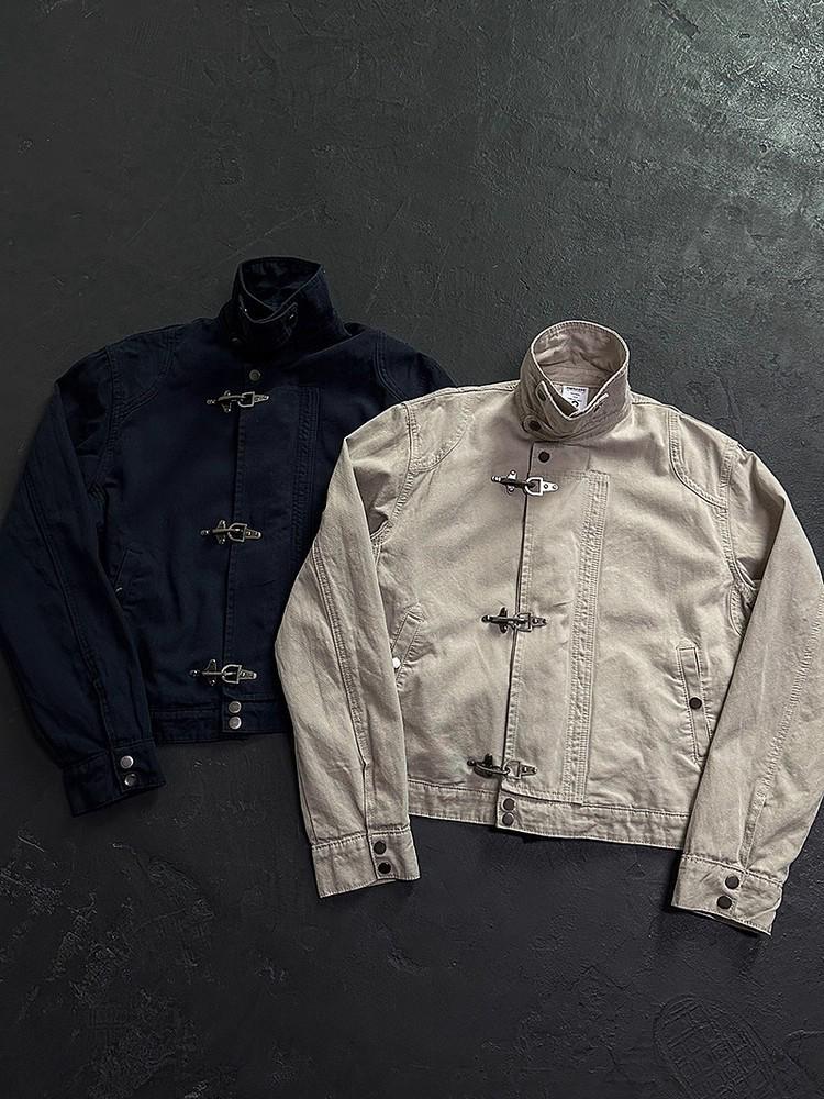 Unisex Retro Workwear Jacket - Autumn/Winter Stand Collar with Lobster Clasp