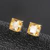Jewelry Popular Yellow Diamond Stud Earrings Retro Earrings Elegant Stud Earrings Women'S Square