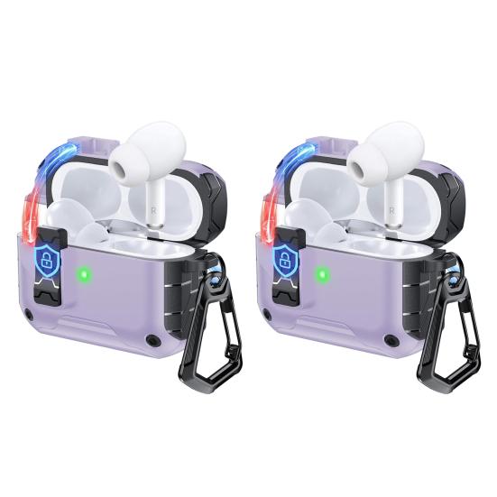 2Pcs Earbud Protective Case for AirPods Pro 3 Charging Case Shockproof Wireless Earphone Cover Protector Shell Skin with Safety Lock Phone Holder