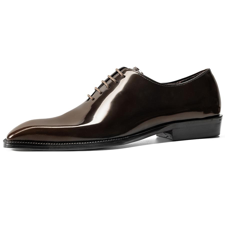 Open-edged beaded cowhide Oxford leather shoes, genuine leather business dress glossy shoes, wedding shoes