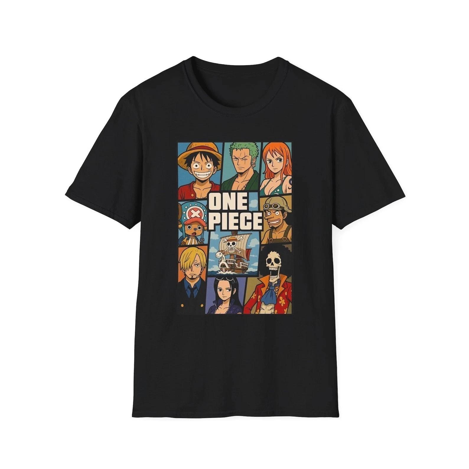 One Piece Anime Pure Cotton T-Shirt All Characters Monkey D Luffy Anime Tee M