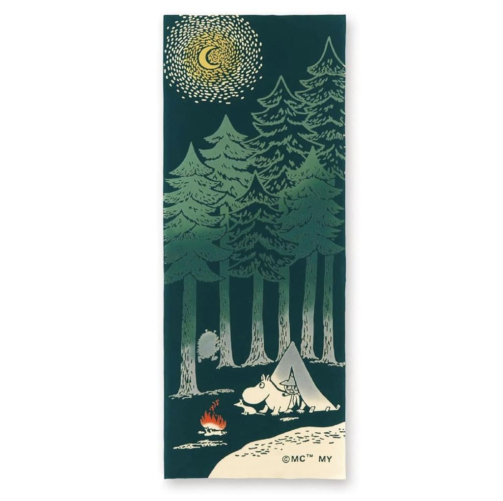 Momin Mumin Miyamoto Tenugui Towel Tapestry Chusen Dyed Snufkin and Camping