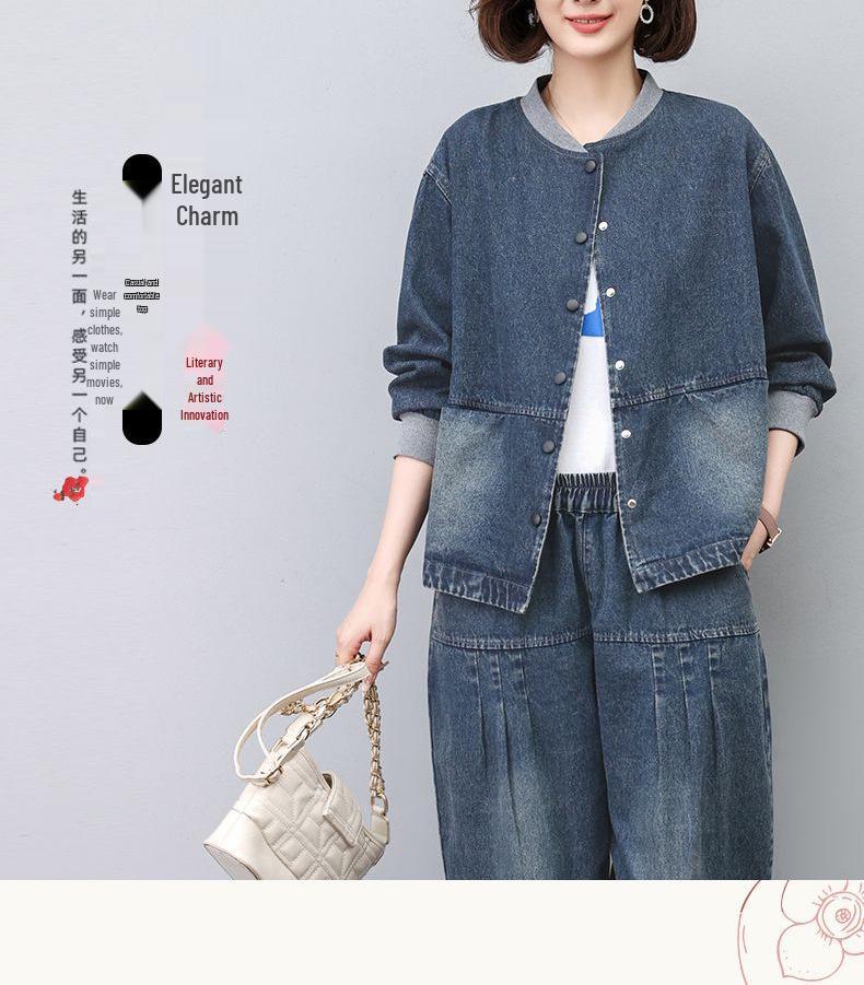 Women's Spring Denim Jacket 2025 - Loose Plus Size Baseball Style