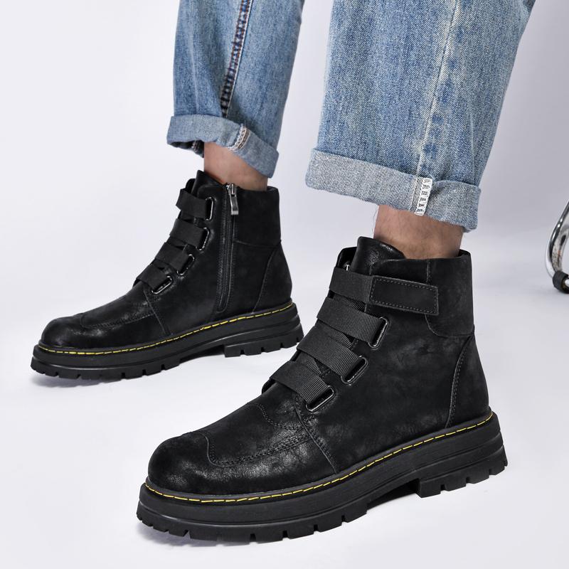 Unisex ručně vyráběné retro pánské boty z přírodní hovězí kůže Vodotěsné kotníkové sněhule Pánské boty