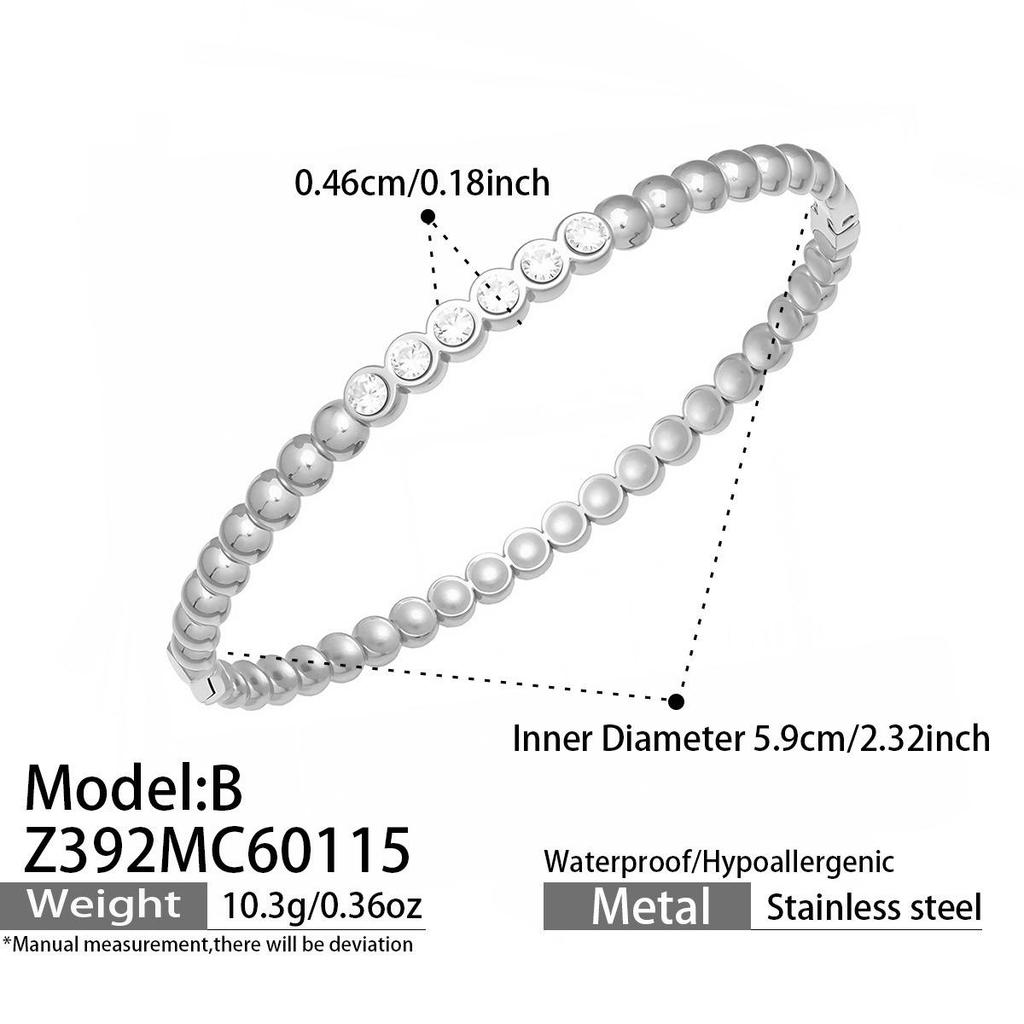 European & American Fashion Seashell Pearl Zircon Gold Bead Bracelet - Stainless Steel Light Luxury Women's Hand Jewelry