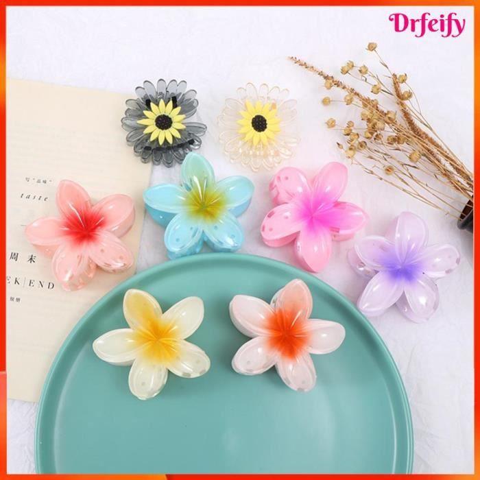 Hair Clip - Drfeify - Hawaiian Clip - Plumeria Flower - Bright Colors - Unisex Adult