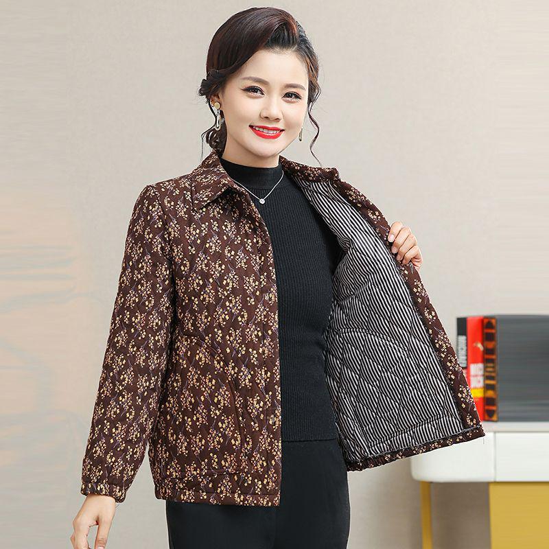 Mom's Fashion Floral Cotton Jacket - Autumn/Winter Thin Style, Small/Medium Sizes