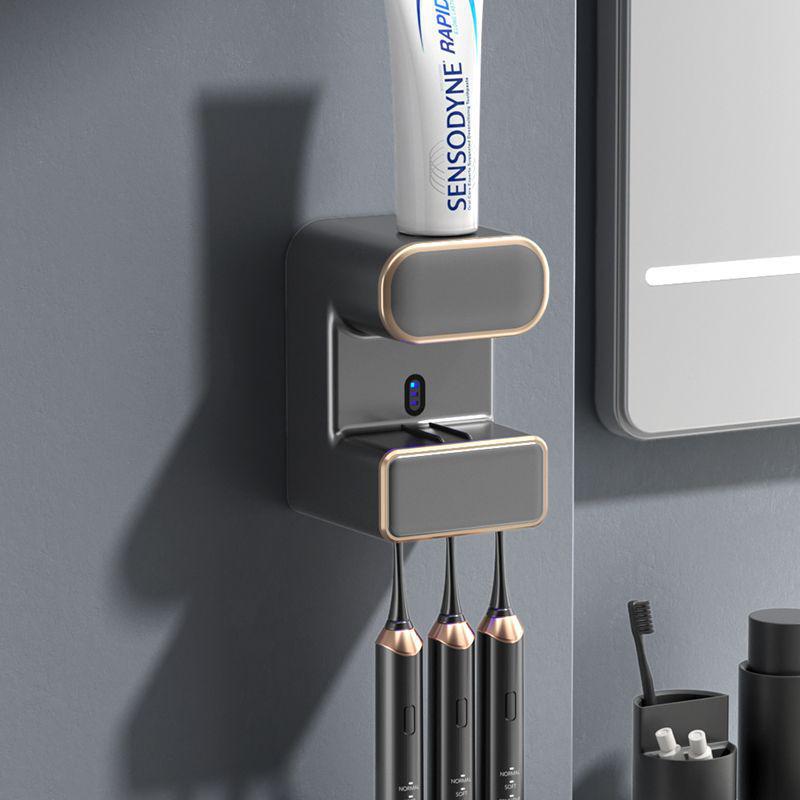 Wall-Mounted Automatic Sensor Toothpaste Dispenser & UV Sterilizing Toothbrush Holder