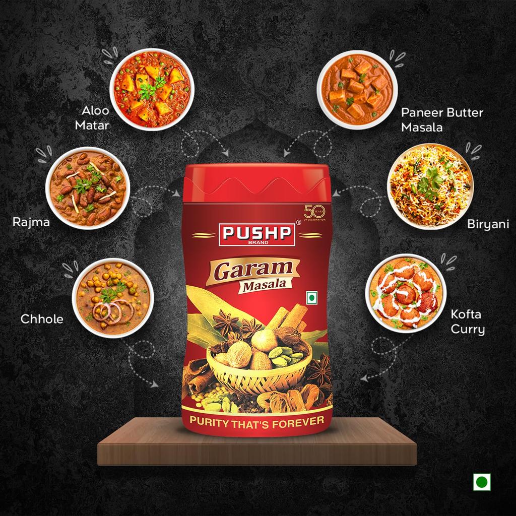 Pushp Brand Garam Masala Powder 500g Pack of 1 Authentic Indian Spice Blend For Flavorful Cooking And Kitchen Essentials