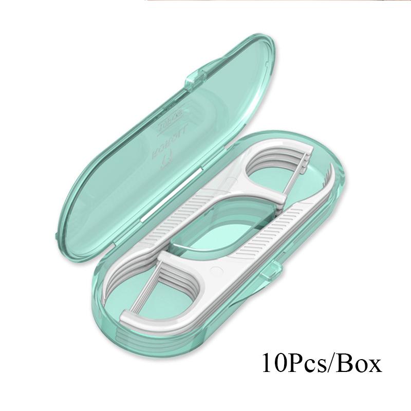 10PCS Portable Teeth Flosser Storage Box Traveling Camping Practical Clean Floss Stick Oral Care Teeth Floss Pick Dispenser
