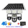 Câmera Solar 4G/WiFi, Três Lentes e Tela, Exterior, 15MP, Bateria de Baixo Consumo, Câmera IP, Detecção Humana PIR, Proteção de Segurança CCTV